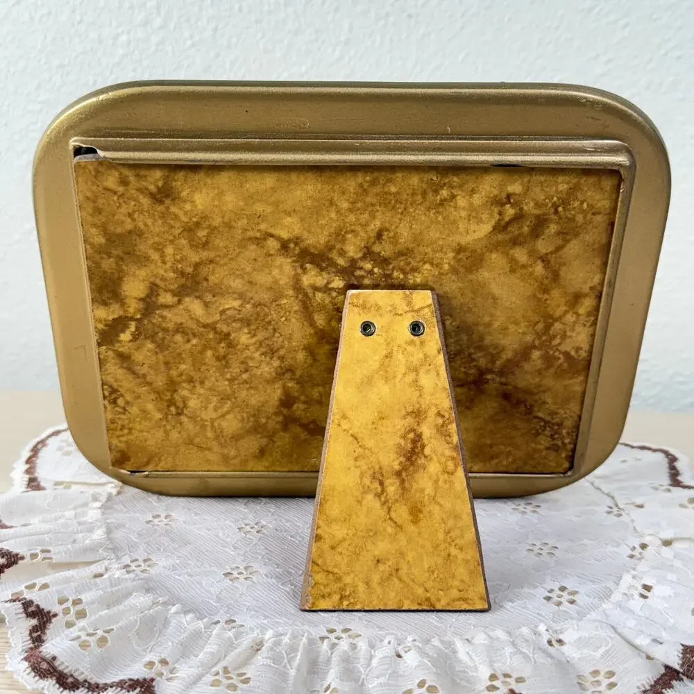 Vintage 70s Floral Enamel Swivel Photo Frame 4.25 x 6 Whimsigoth Retro Romantic